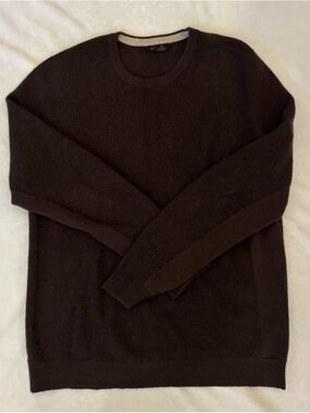 RHONE Men’s Waffle Crewneck Sweater in Dark Brown - LARGE